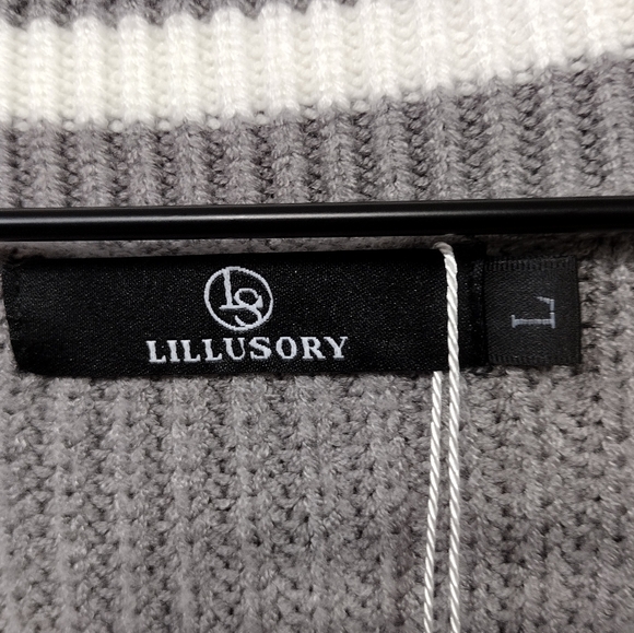NWT Lulusory Ribbed V-Neck Sweater Women's L Gray Preppy Academia Retro 90s - Picture 8 of 9